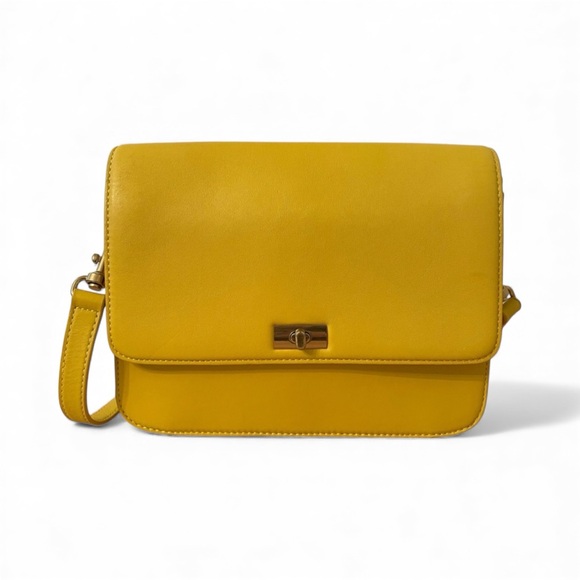 Handbags - J.Crew Leather Shoulder Crossbody Bag Yellow Gold Hardware